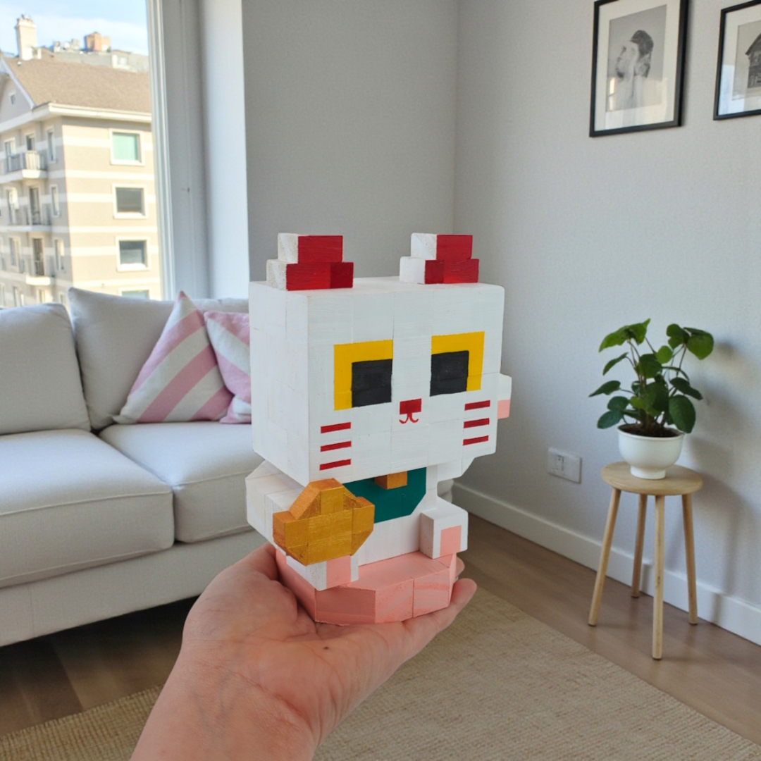 p5 - Mô Hình Gỗ Mèo Thần Tài Maneki-neko