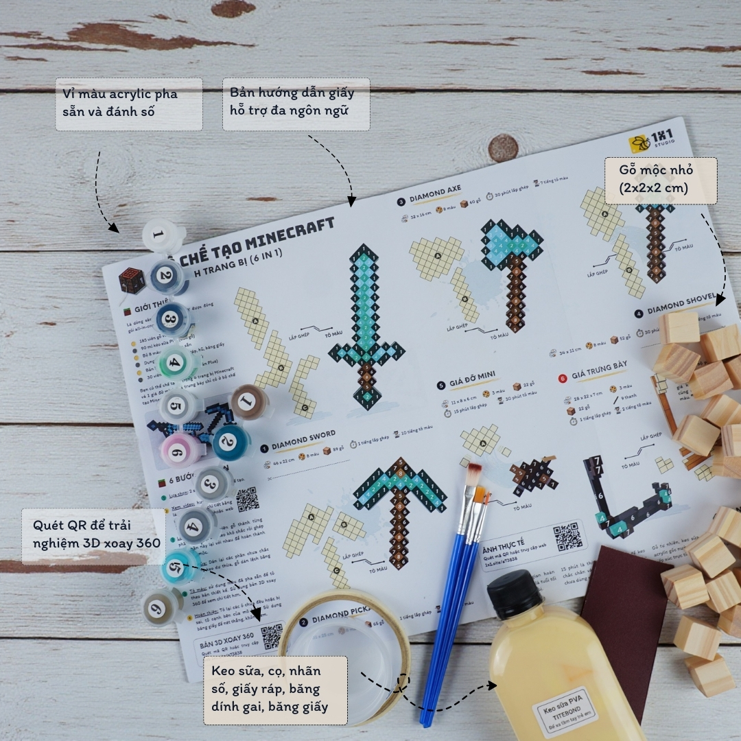 p1. Bộ Chế Tạo 2 Trang Bị Minecraft (2cm)