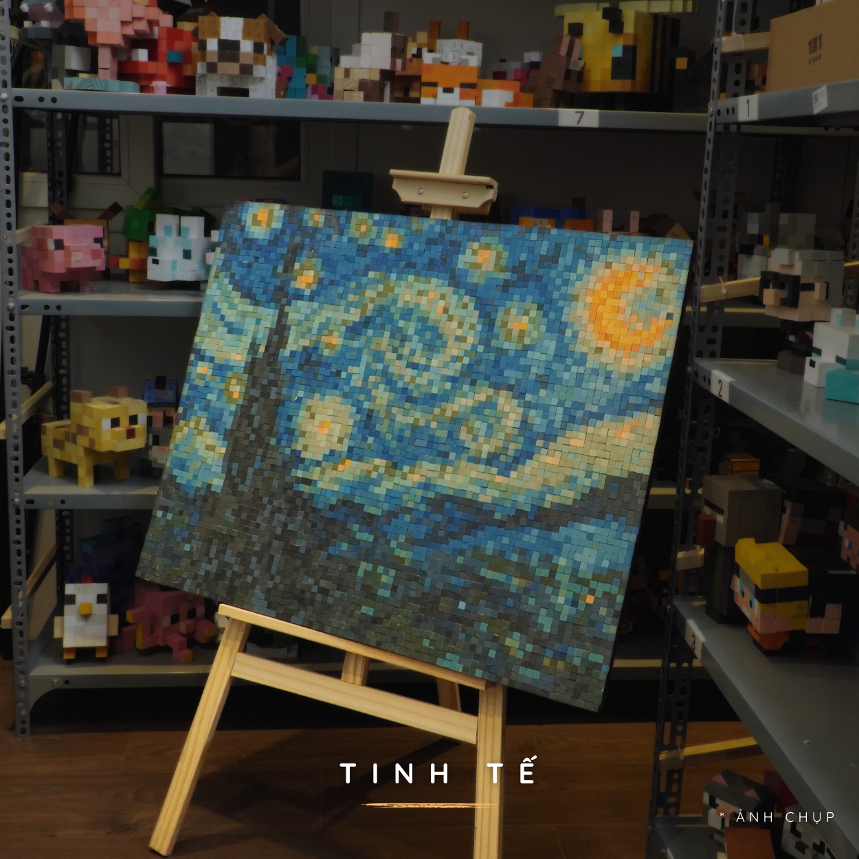 Kit Tự Làm Tranh Pixel Gỗ Starry Night 80x63 cm (Chill Khổ Lớn)