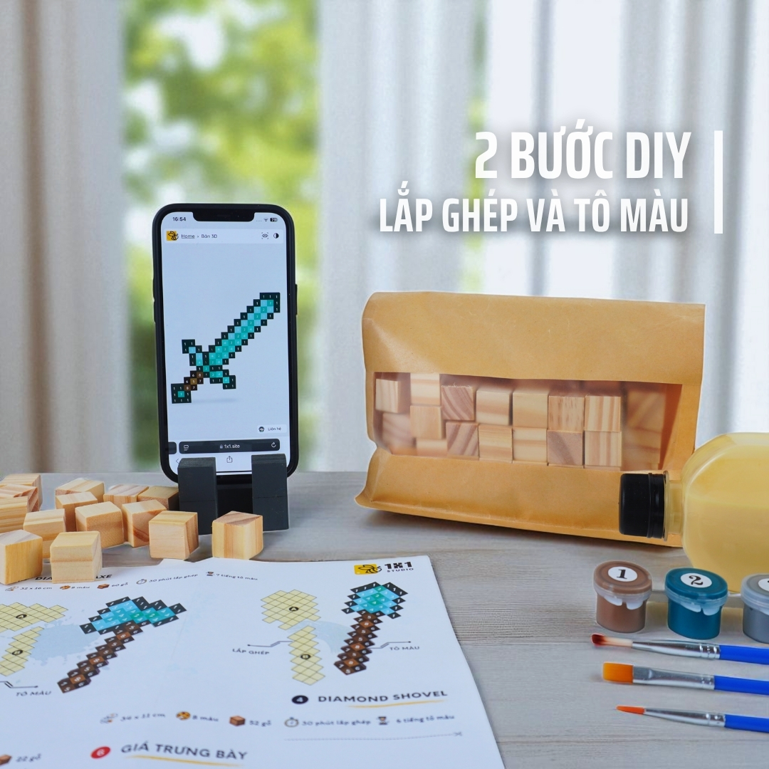 Bộ Chế Tạo 2 Trang Bị Minecraft Kim Cương
