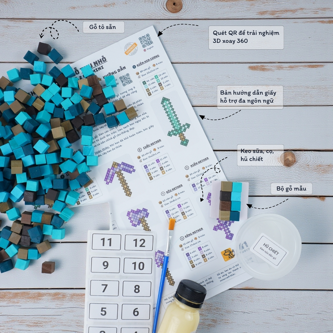 p2. Bộ Lắp Ghép 2 Trang Bị Minecraft Thu Nhỏ (1cm)