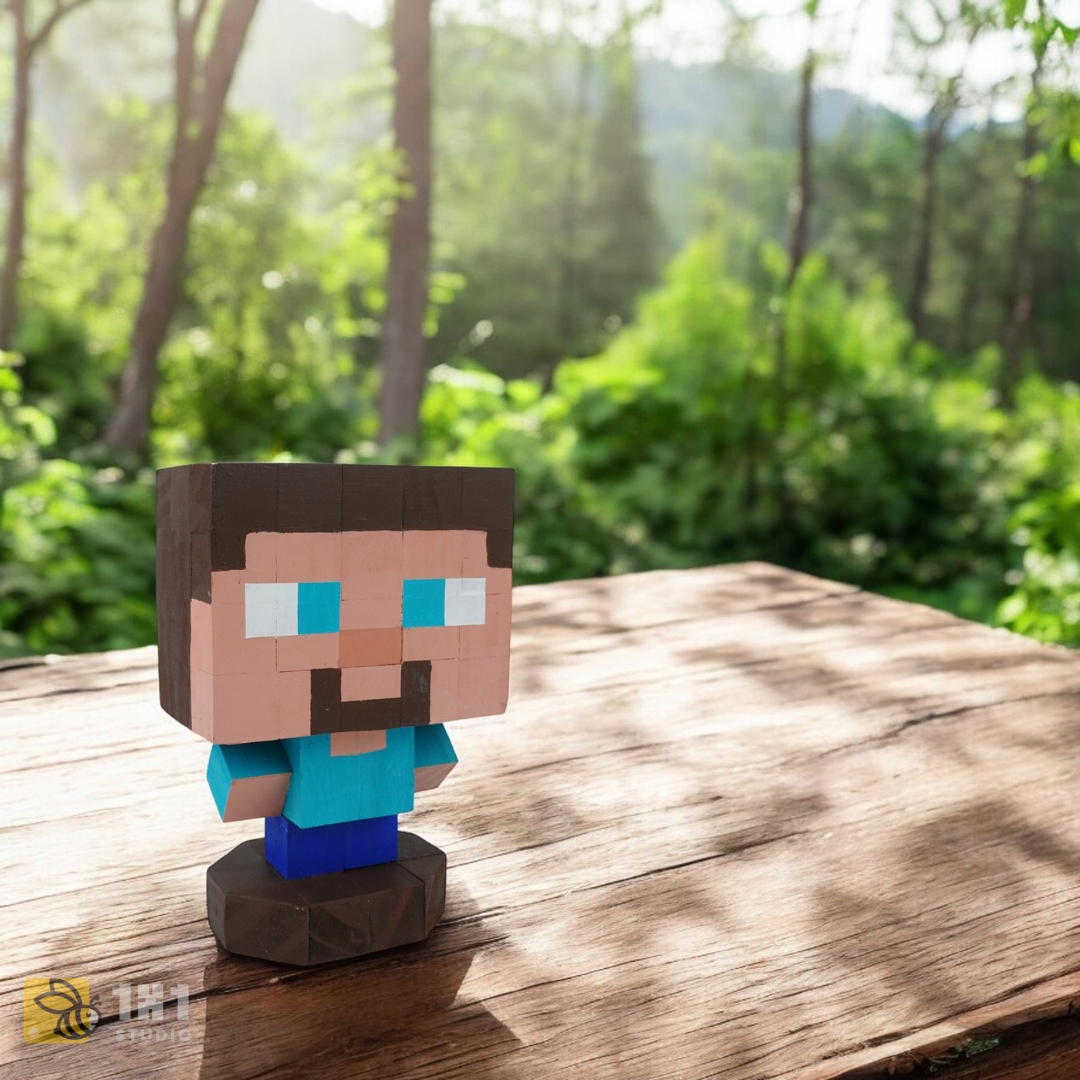 Mô Hình Gỗ Minecraft Steve (size s)