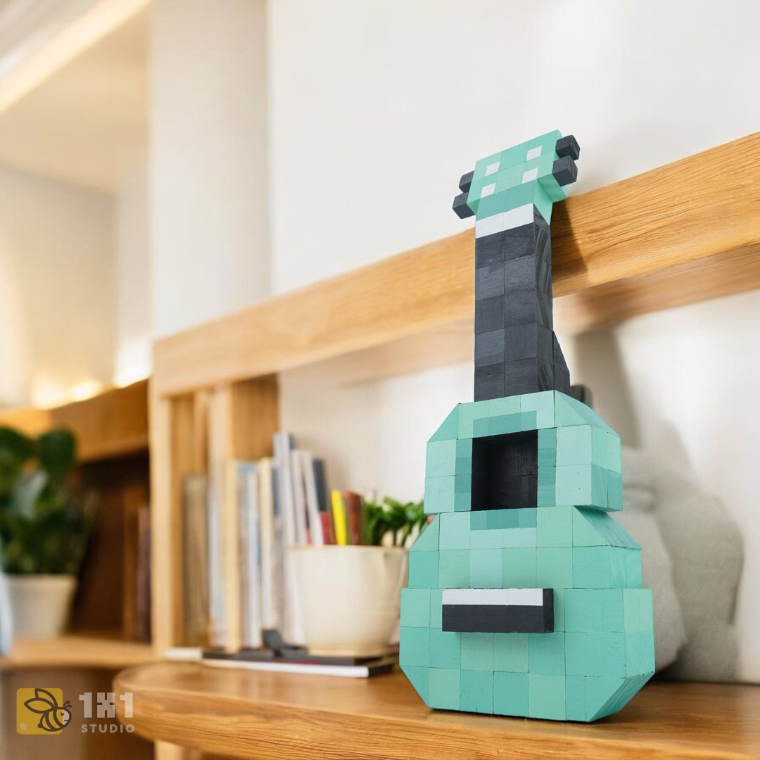 Mô Hình Gỗ Đàn Ukulele Xanh (Art Toy)