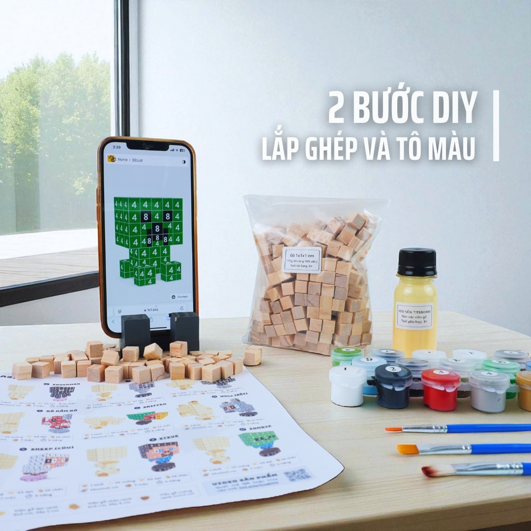 KIT Tự Làm 4 Mô Hình Minecraft (Thu Nhỏ)