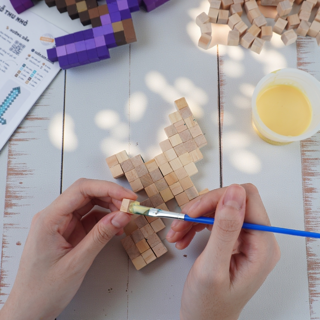 p1. Bộ Chế Tạo 4 Trang Bị Minecraft Thu Nhỏ (1cm)