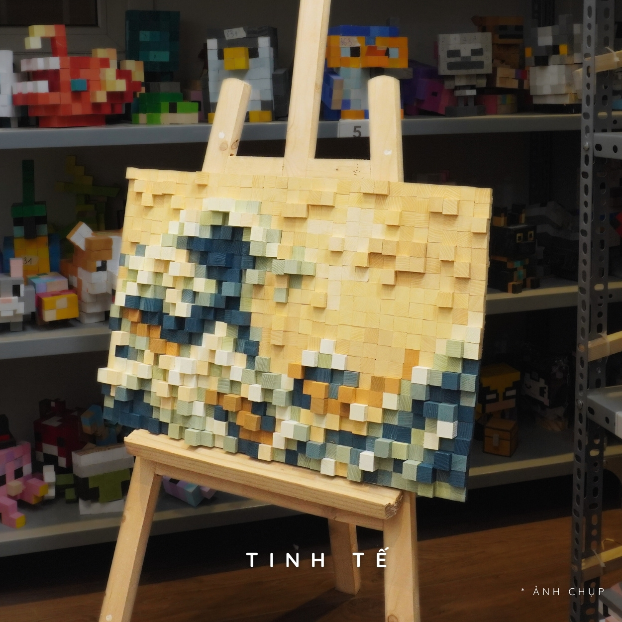 Kit Tự Làm Tranh Pixel Gỗ The Great Wave off Kanagawa (Blur)