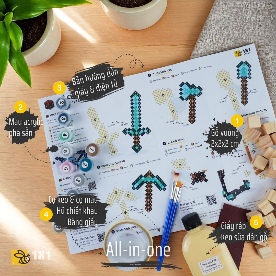 Bộ Lắp Ghép & Tô Màu Nether Kiếm, Cuốc, Rìu, Xẻng *PLUS (STEAM)