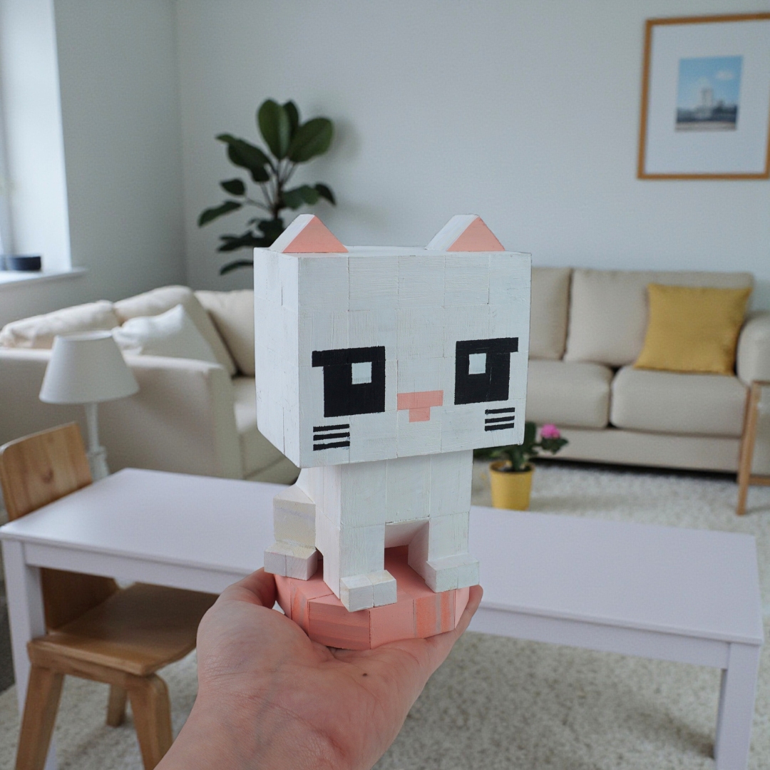 p5 - Mô Hình Gỗ Mèo Trắng