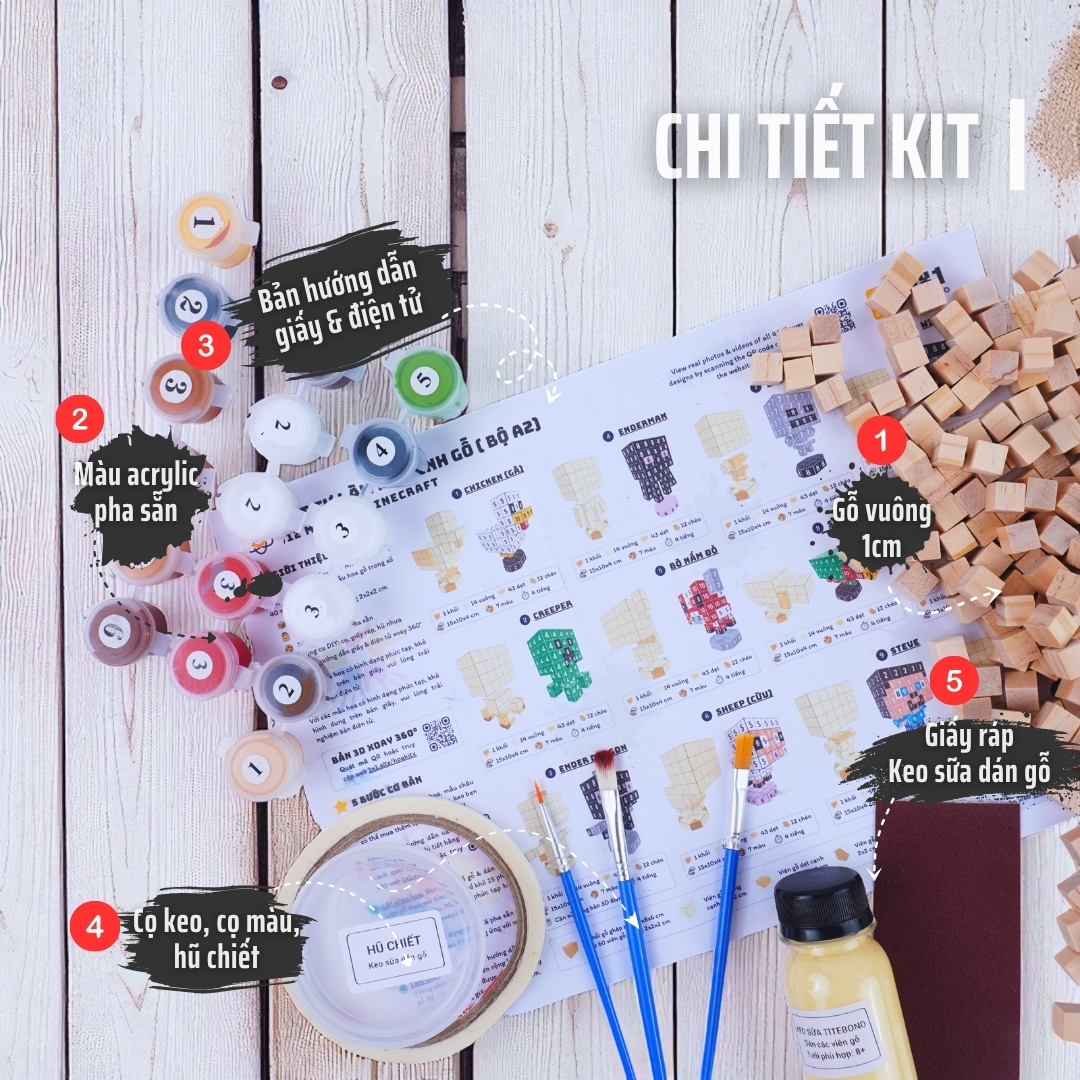 KIT Tự Làm 4 Mô Hình Minecraft (Thu Nhỏ)