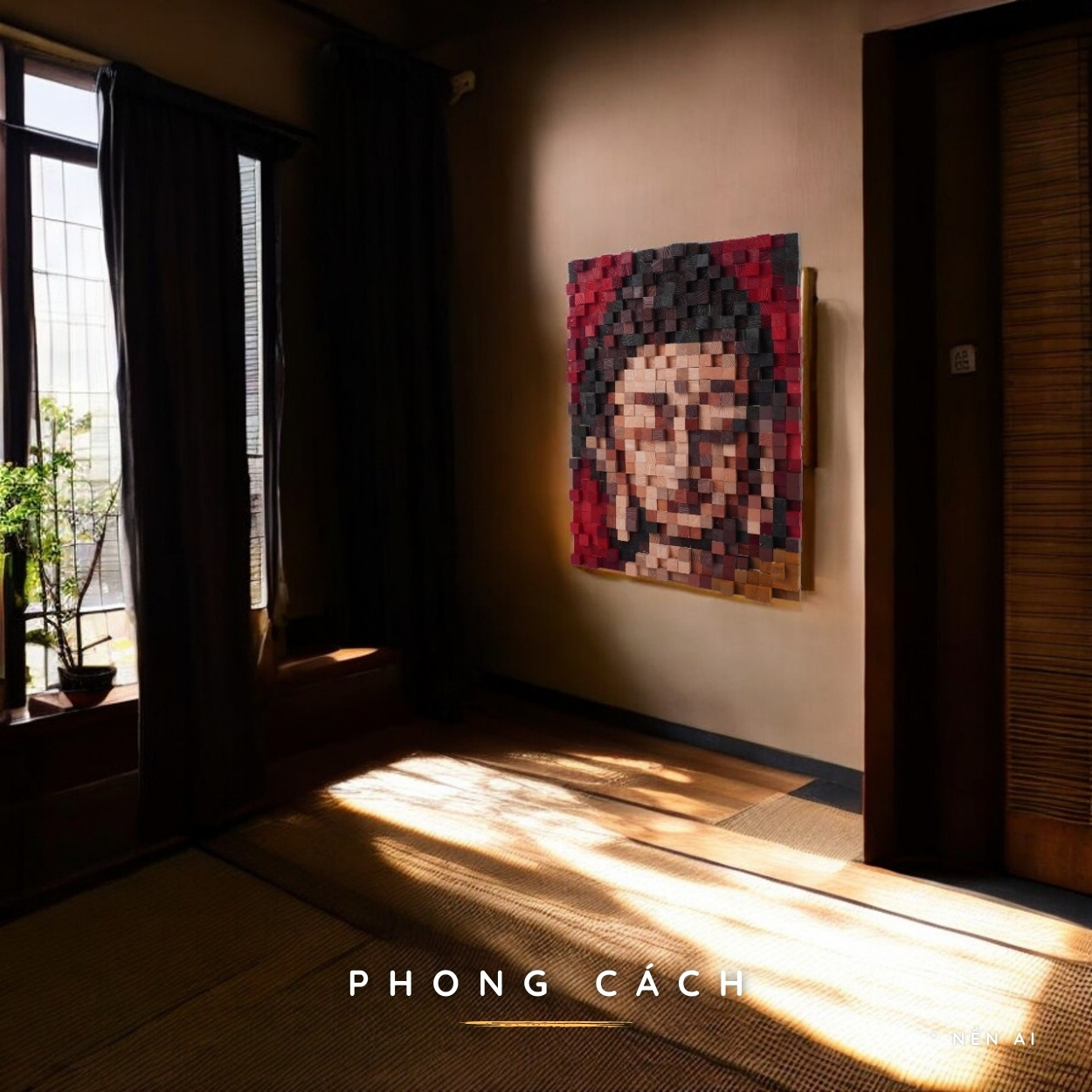 Kit Tự Làm Tranh Pixel Gỗ Chân Dung Phật mẫu 2 (Blur)
