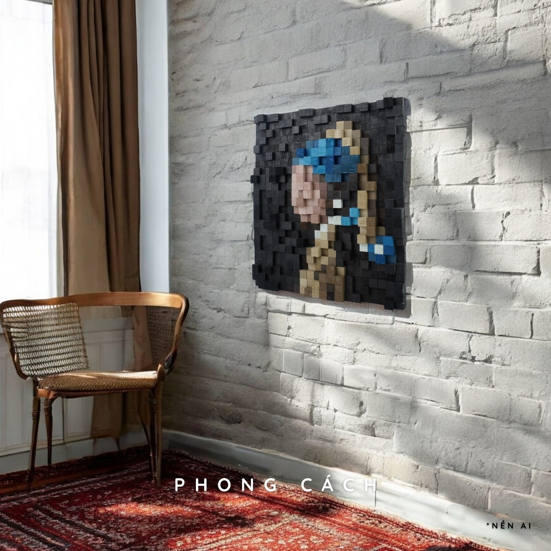 Tranh Pixel Girl with a Pearl Earring (Blur)
