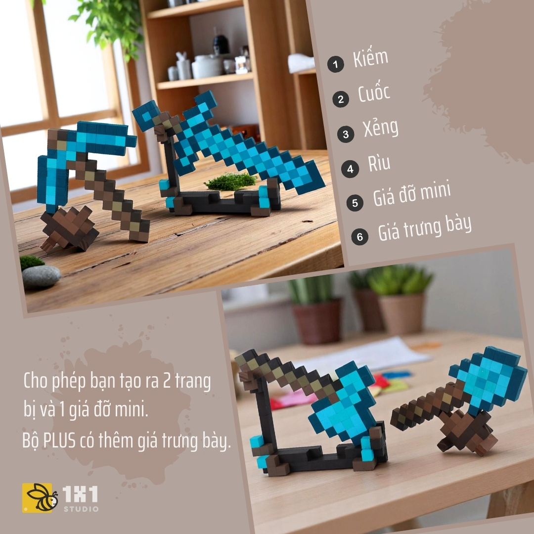 Bộ Lắp Ghép & Tô Màu Nether Kiếm, Cuốc, Rìu, Xẻng *PLUS (STEAM)