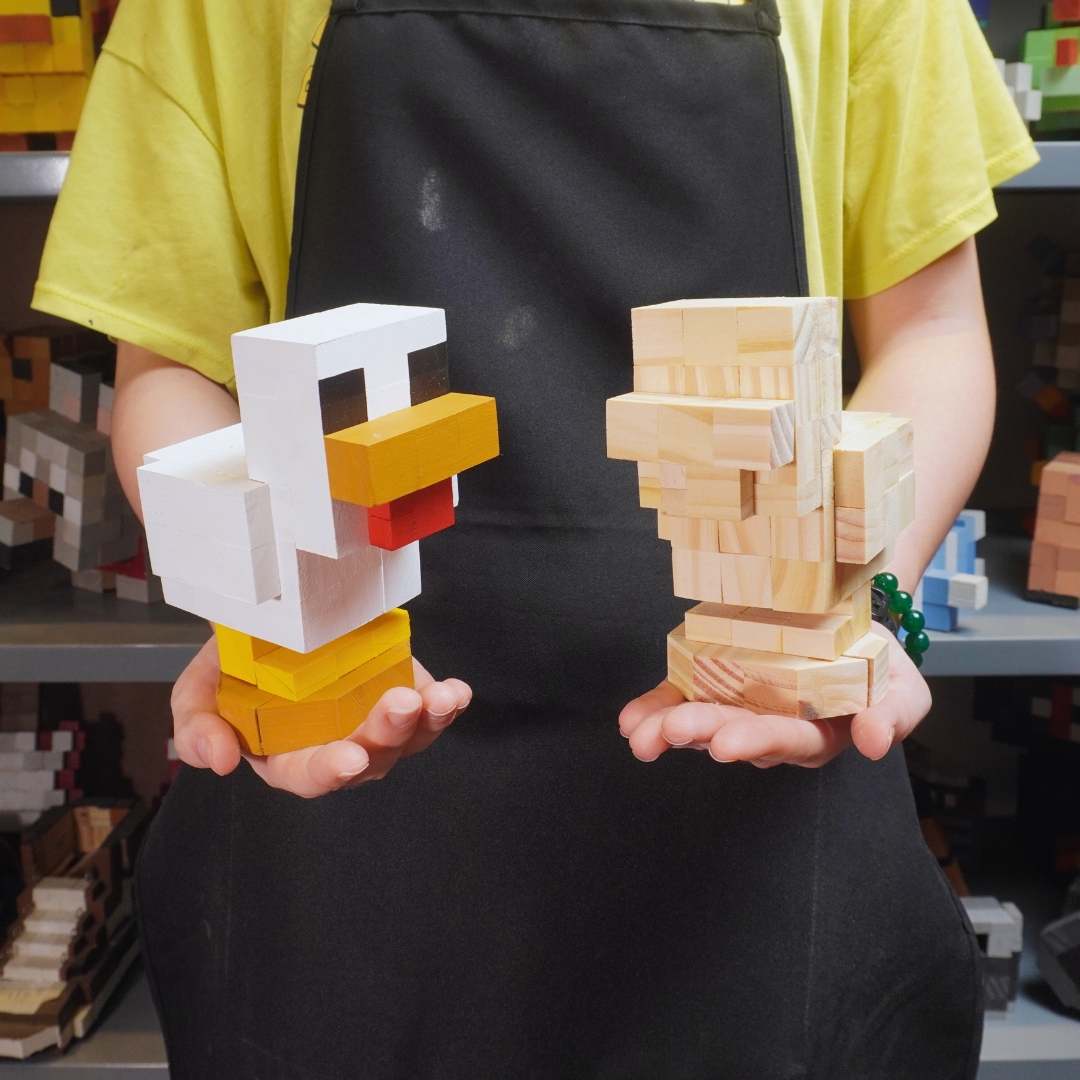 Mô Hình Gỗ Minecraft Chicken (size s)