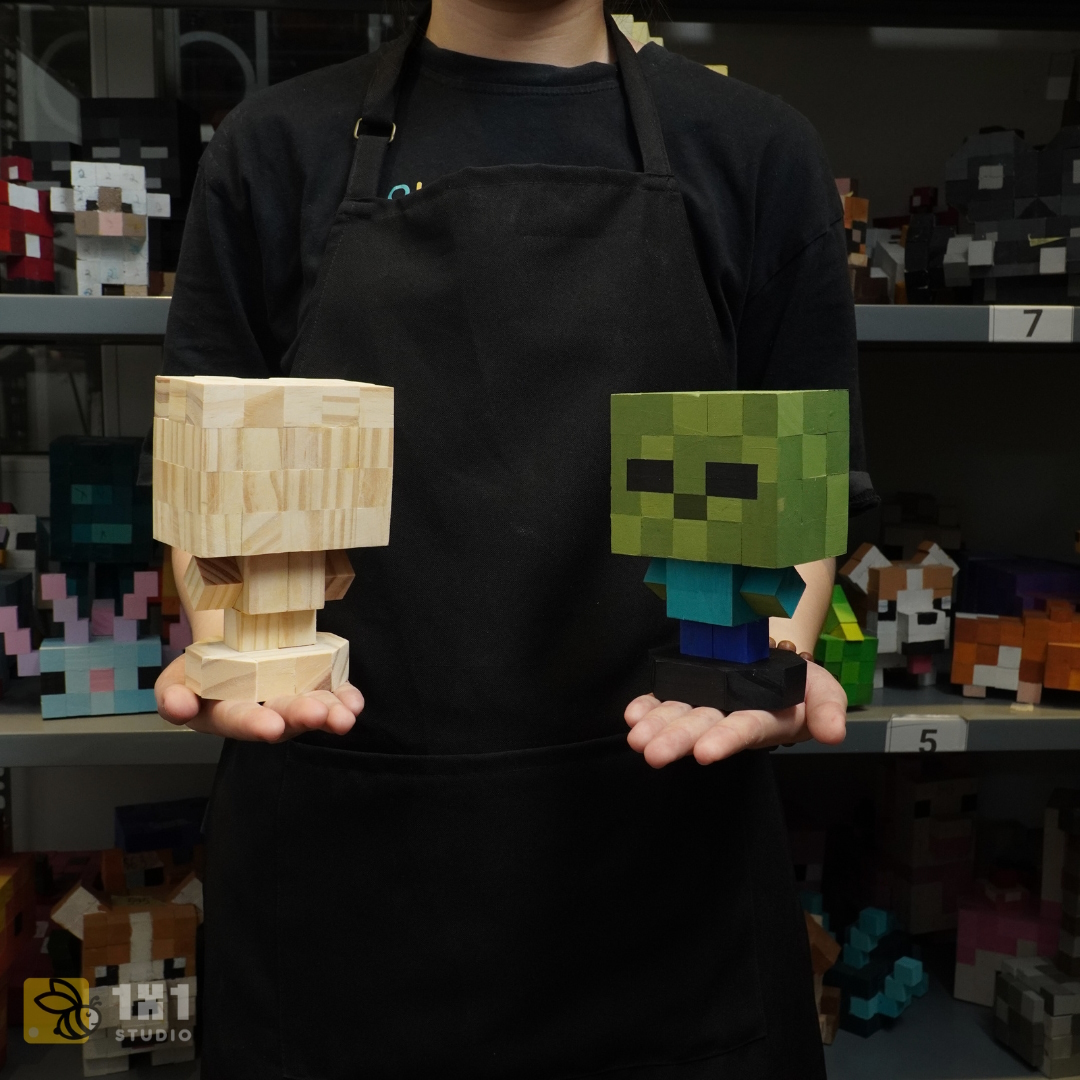 Mô Hình Gỗ Minecraft Zombie (size s)