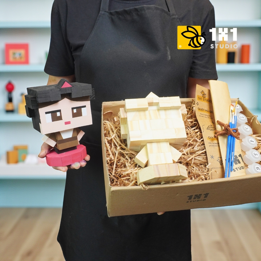 Mô Hình Gỗ Cô Gái Mặc Áo Tứ Thân