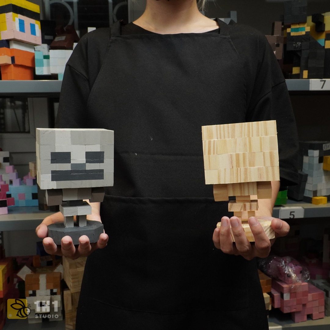 Mô Hình Gỗ Minecraft Skeleton (size s)