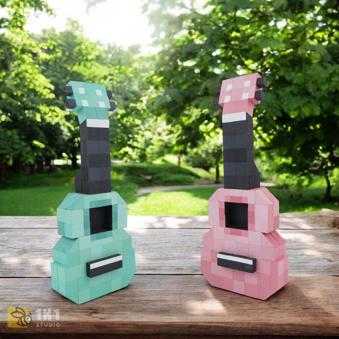 Mô Hình Gỗ Đàn Ukulele Xanh (Art Toy)