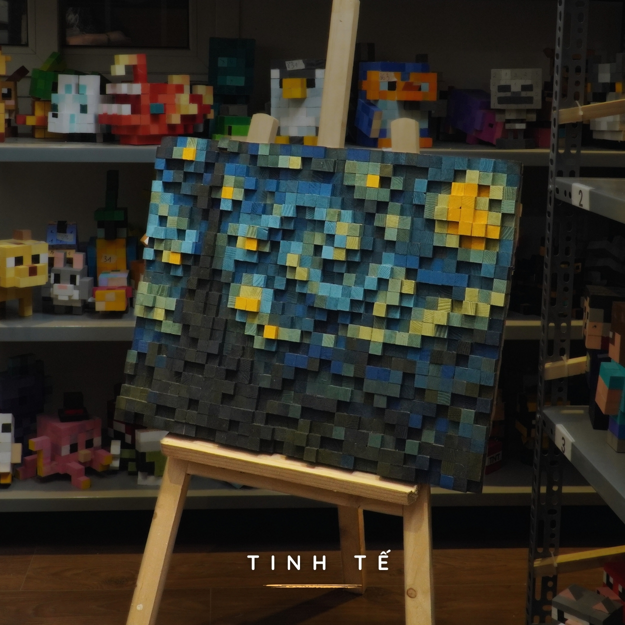 Kit Tự Làm Tranh Pixel Gỗ Starry Night (Blur)