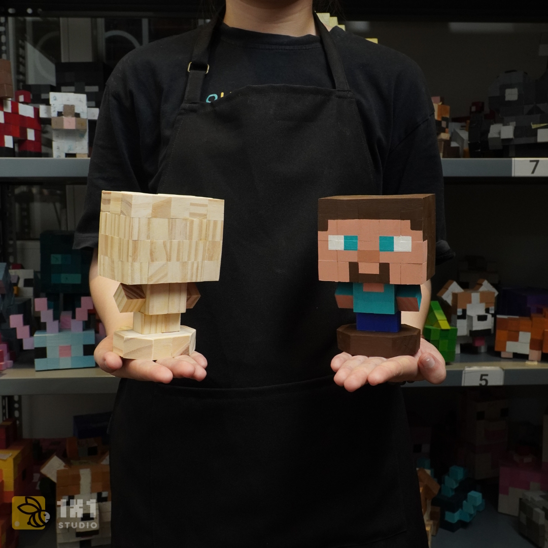 Mô Hình Gỗ Minecraft Steve (size s)