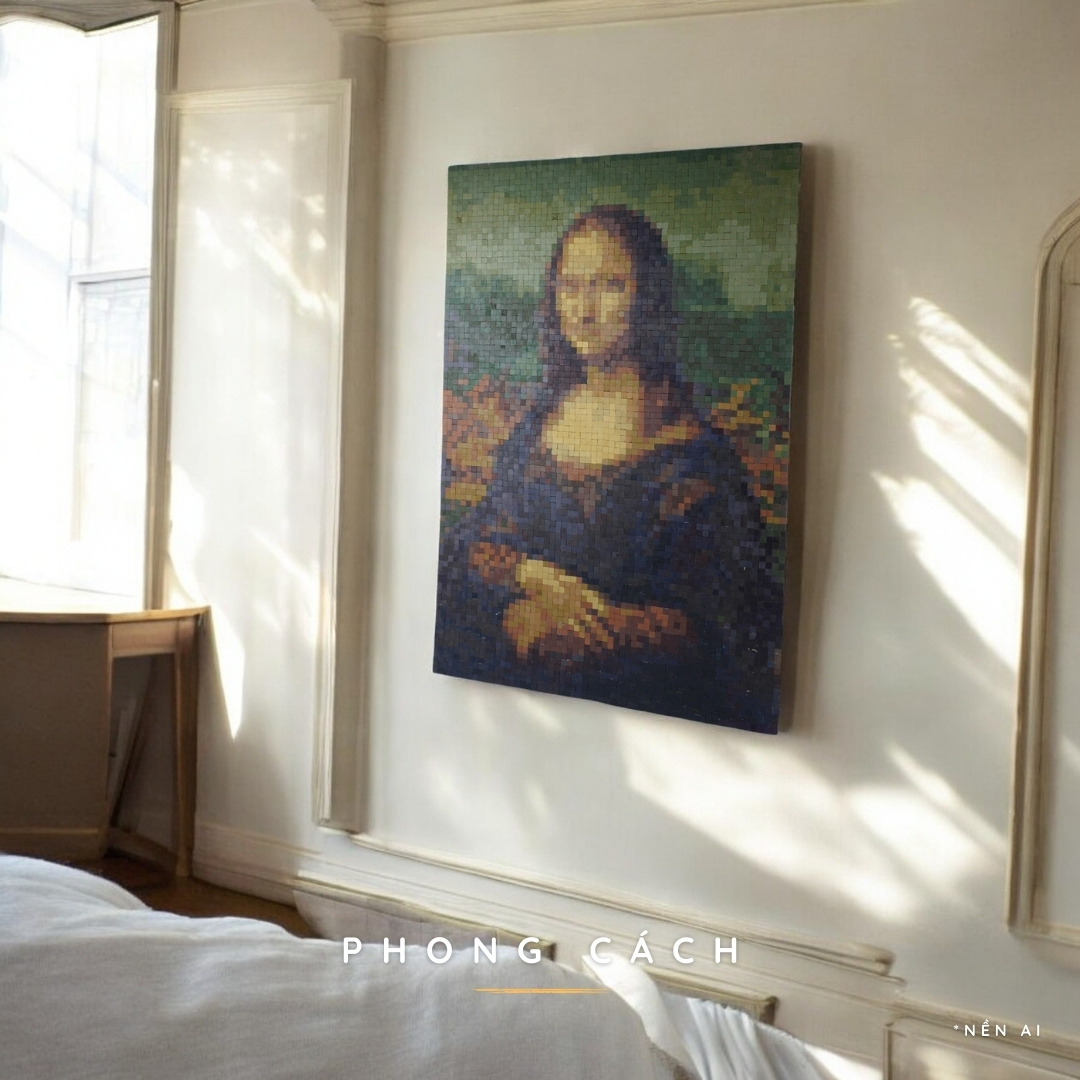 Tranh Pixel Gỗ Mona Lisa khổ lớn 90x60 cm (Chill)