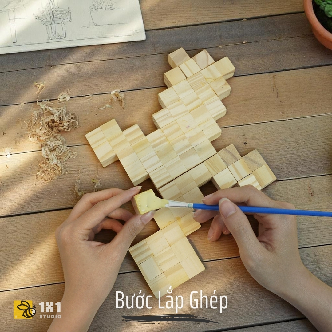 Bộ Lắp Ghép & Tô Màu Nether Kiếm, Cuốc, Rìu, Xẻng (STEAM)