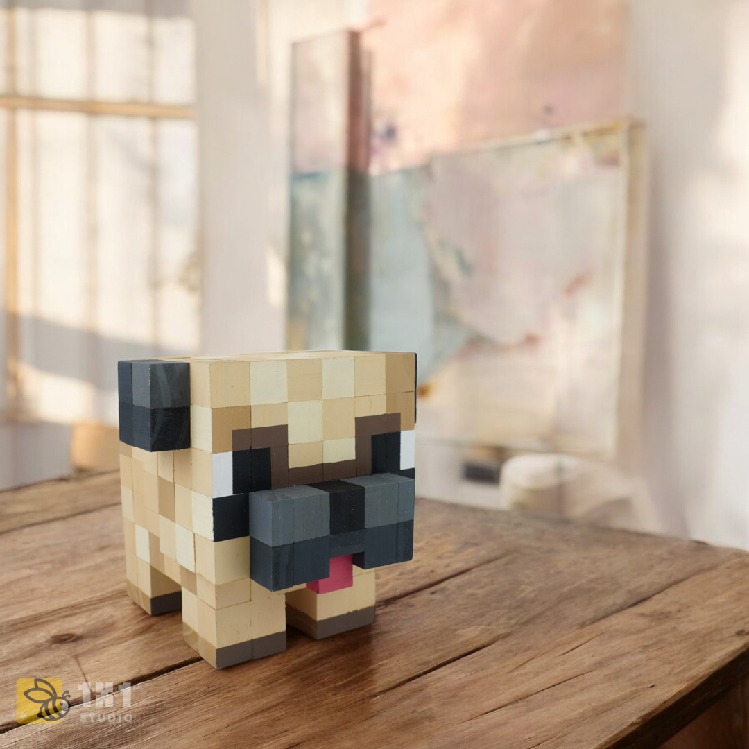 Mô Hình Gỗ Chó Pug (Art Toy)