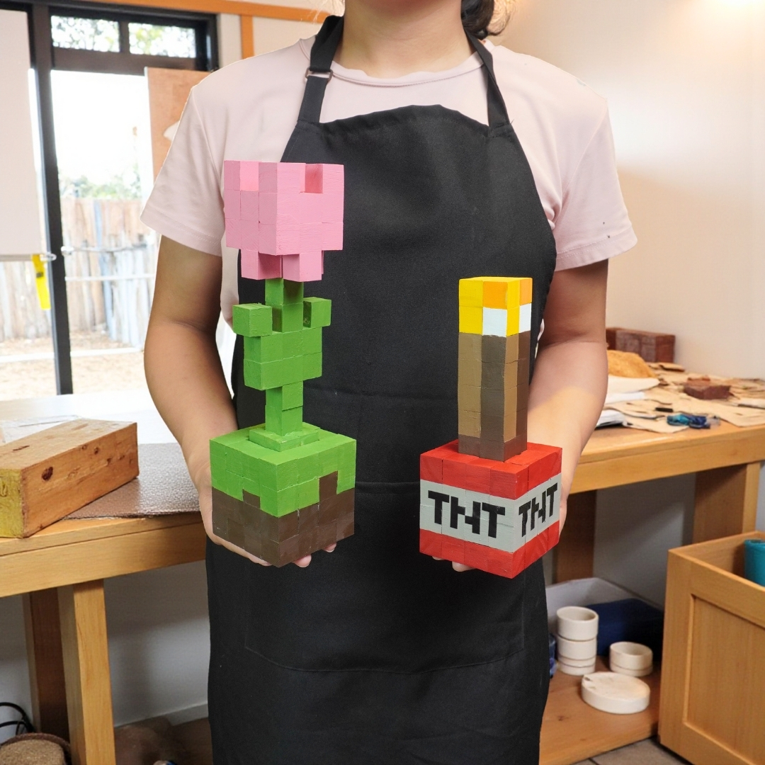 p1. Bộ Lắp Ghép Minecraft Khối Cỏ & Hoa Tulip