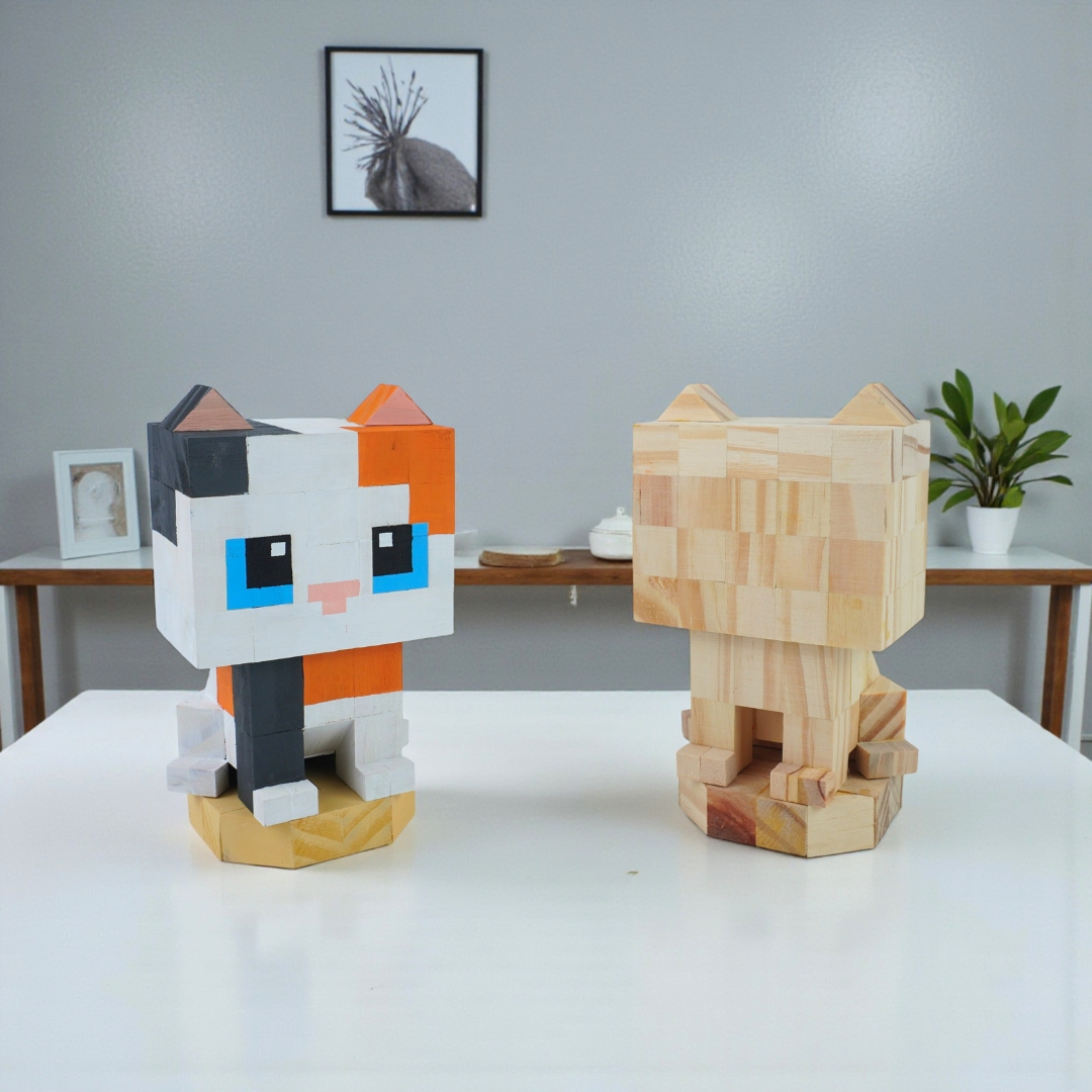 p5 - Mô Hình Gỗ Mèo Tam Thể