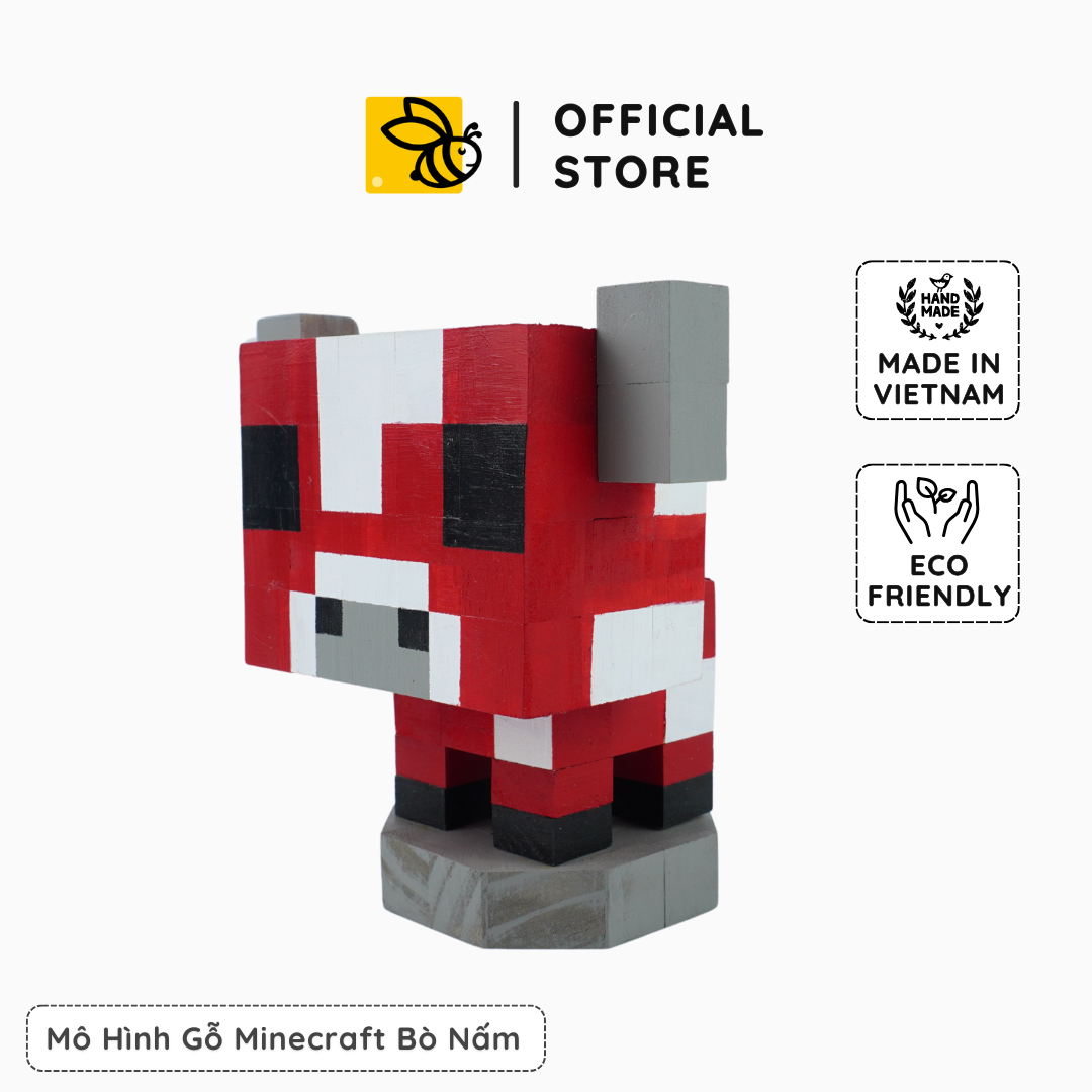 Mô Hình Gỗ Minecraft Mooshroom (size s)