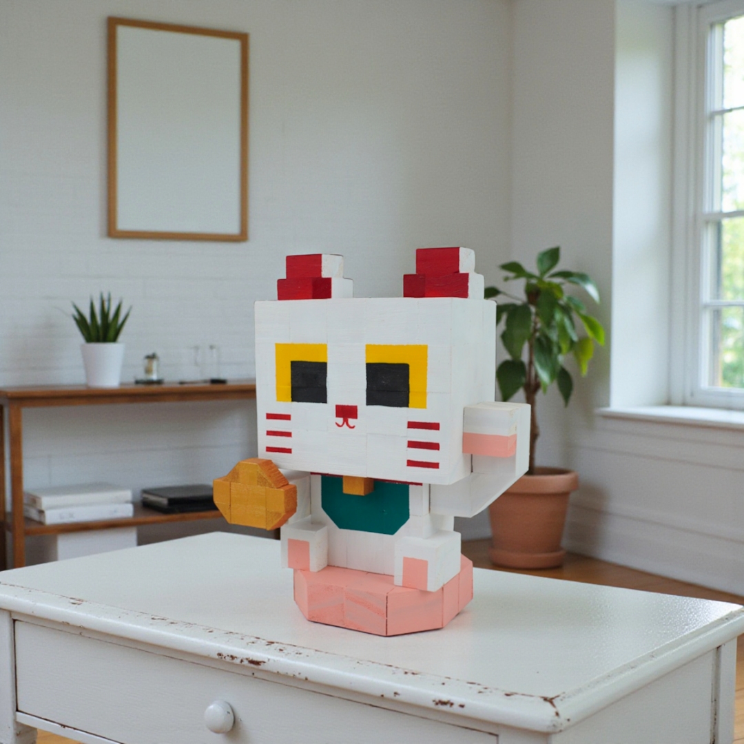 p5 - Mô Hình Gỗ Mèo Thần Tài Maneki-neko