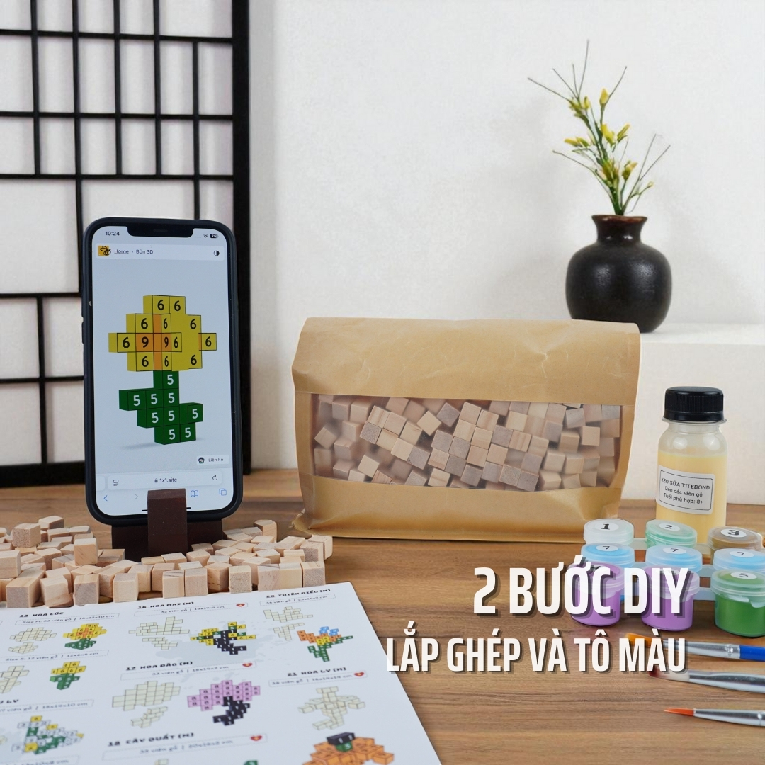 KIT Tự Làm 10 Mô Hình Hoa Gỗ THU NHỎ (40 mẫu)