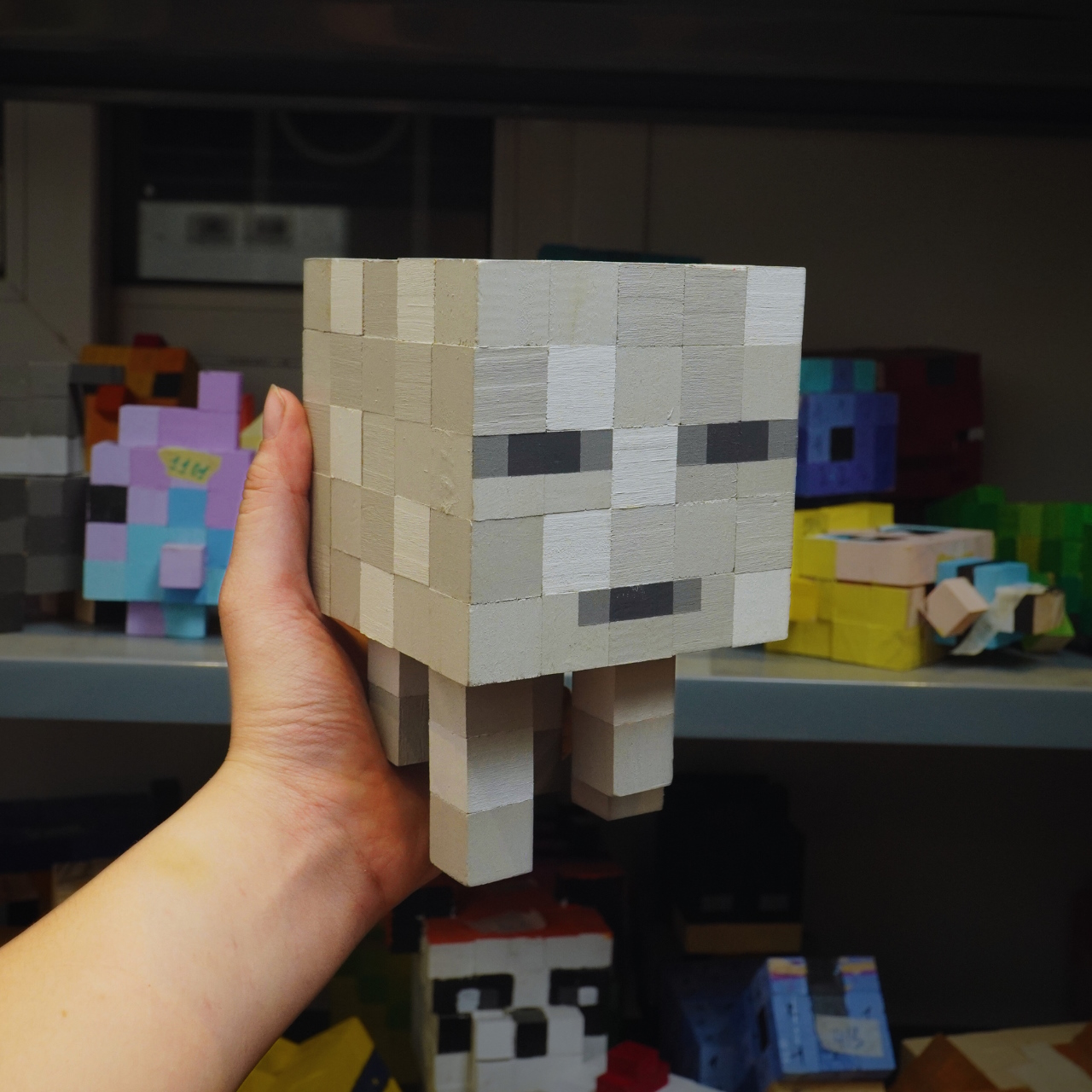 Mô Hình Gỗ Minecraft Ghast (Art Toy)