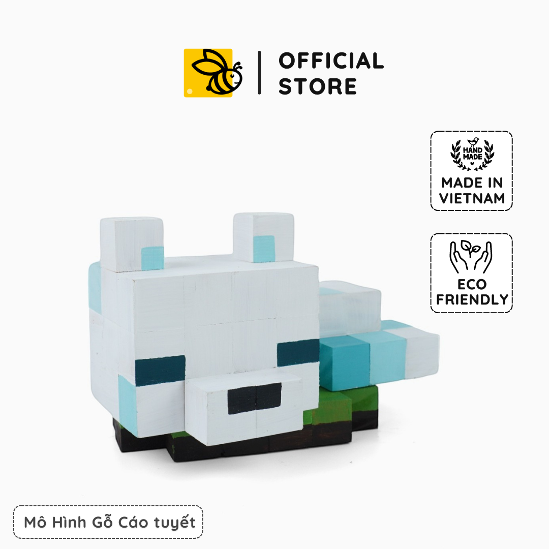 Mô Hình Gỗ Minecraft Cáo Tuyết (size s)