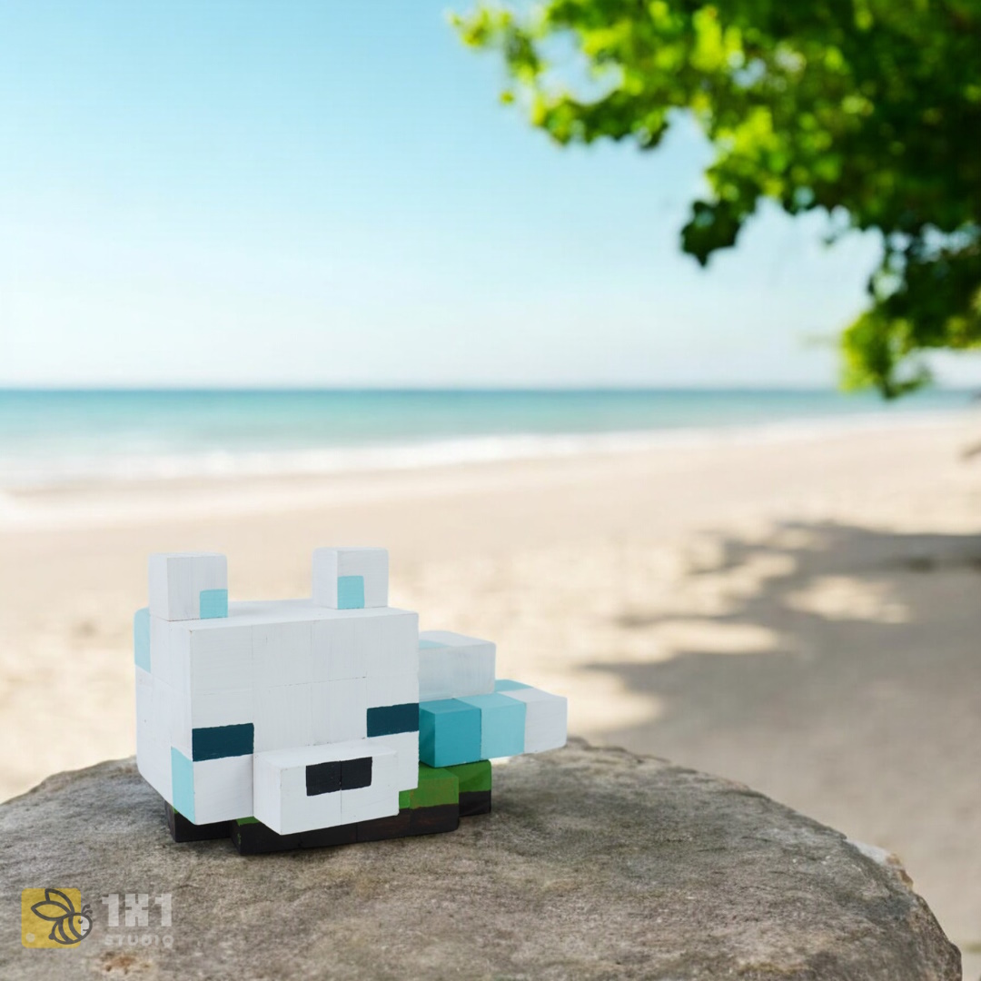 Mô Hình Gỗ Minecraft Cáo Tuyết (size s)