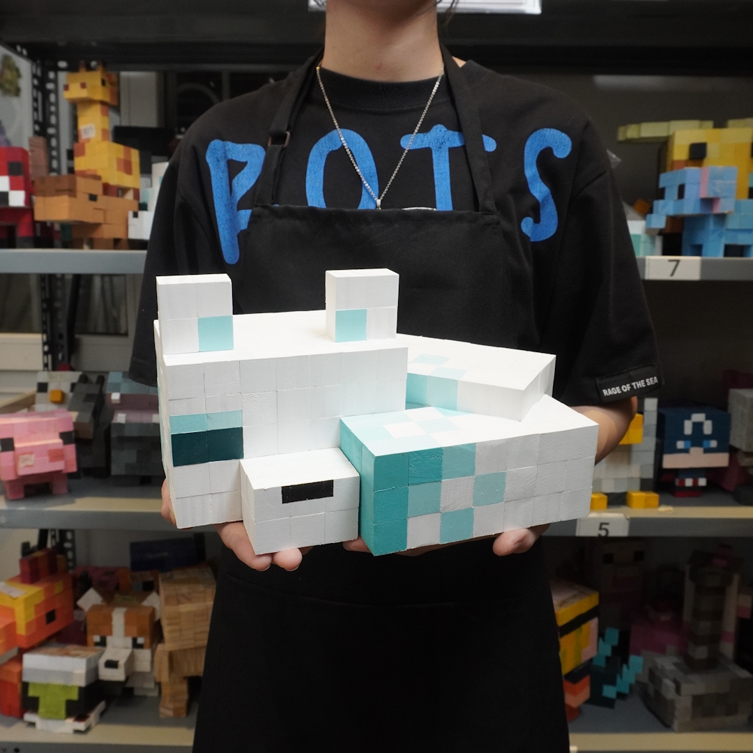 Mô Hình Gỗ Minecraft Cáo Tuyết (size L)