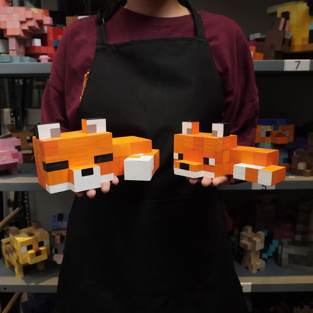 Mô Hình Gỗ Minecraft Cáo Cam (size M)