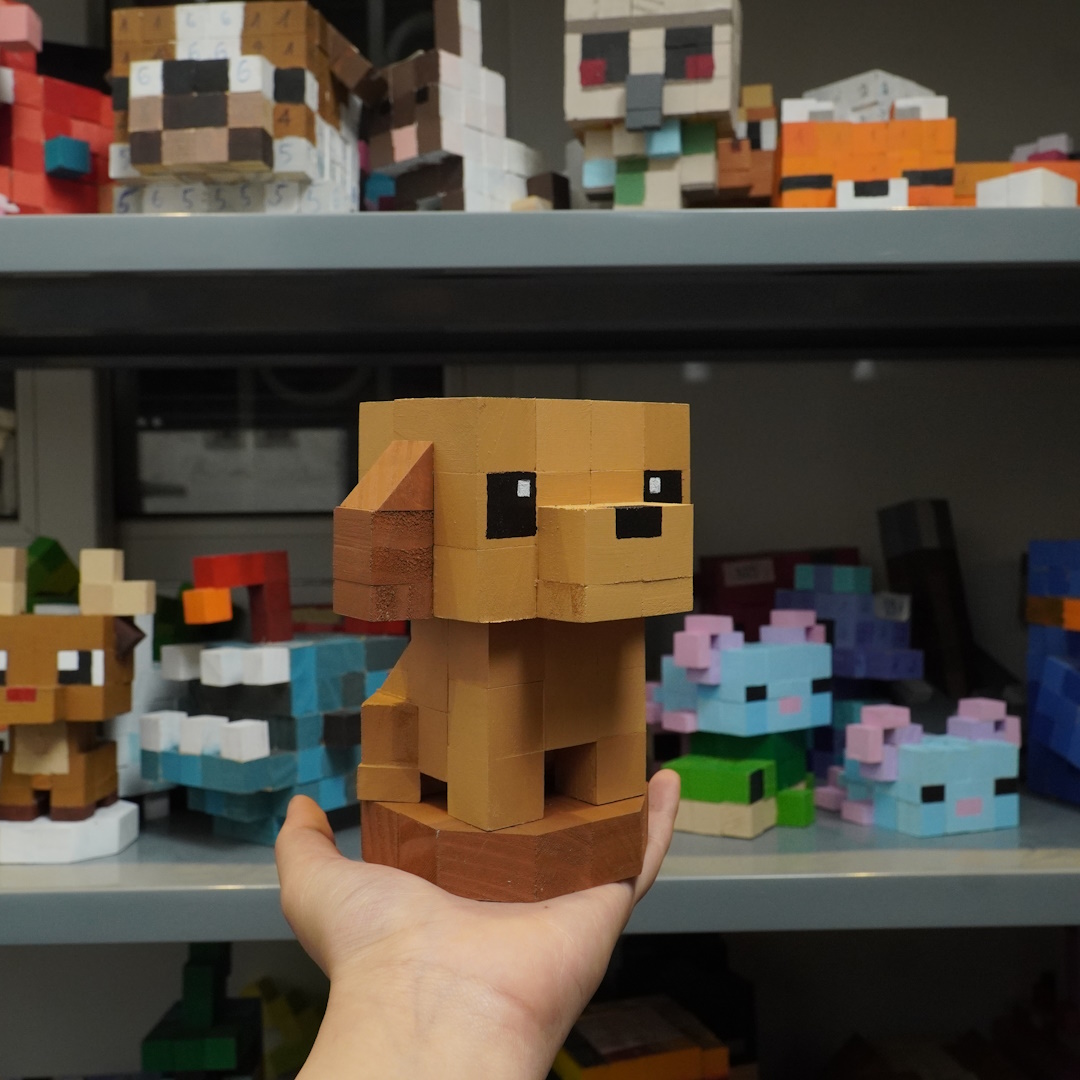 Mô Hình Gỗ Chó Poodle (Nâu Nhạt)