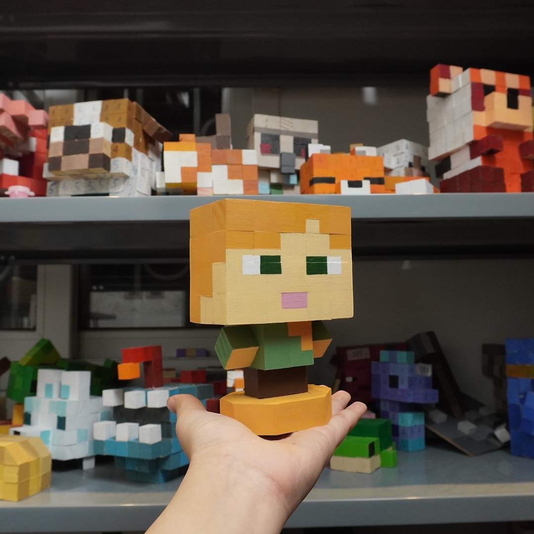 Mô Hình Gỗ Minecraft Alex (size s)