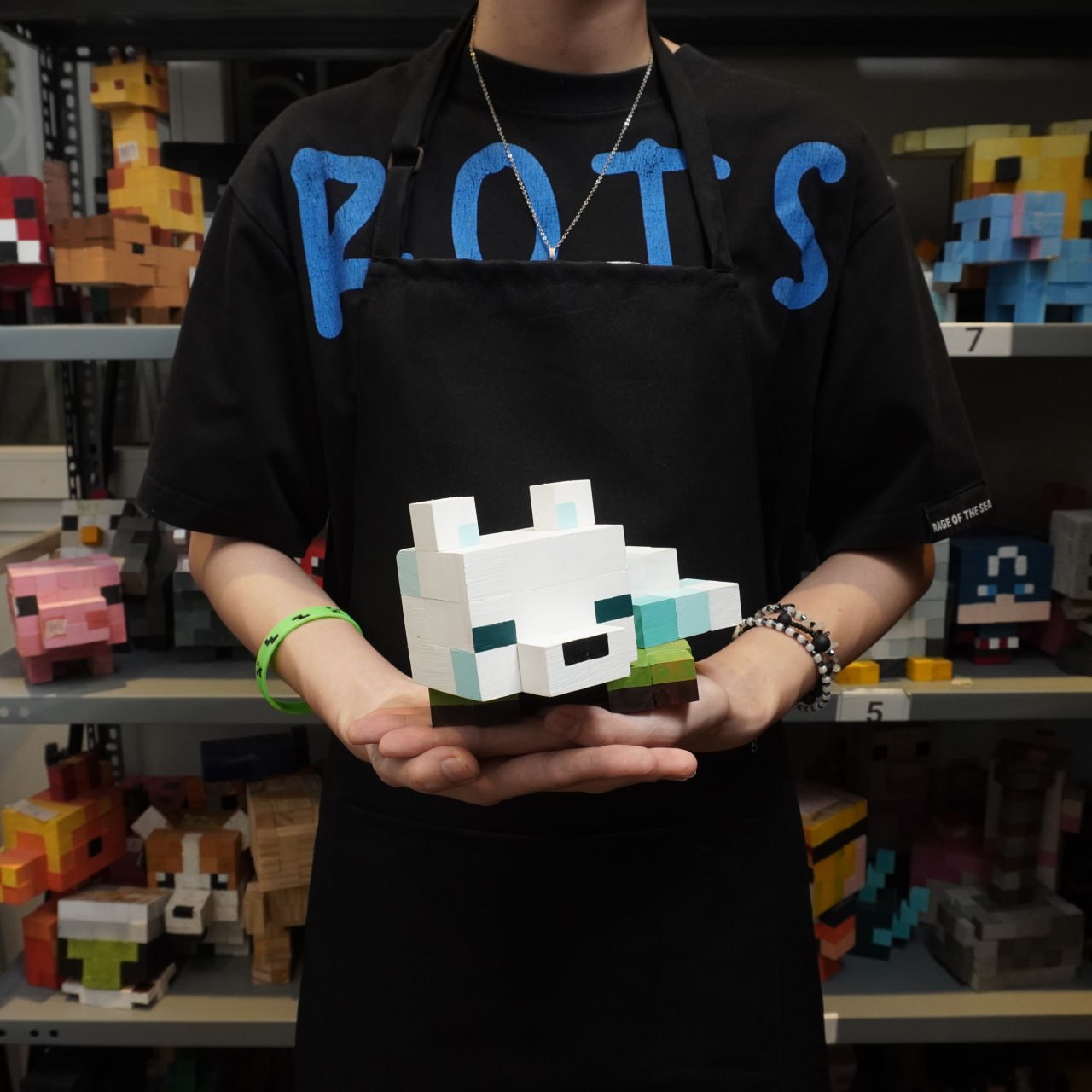 Mô Hình Gỗ Minecraft Cáo Tuyết (size s)