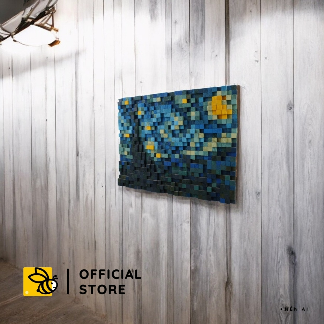 Tranh Pixel Starry Night (Blur)