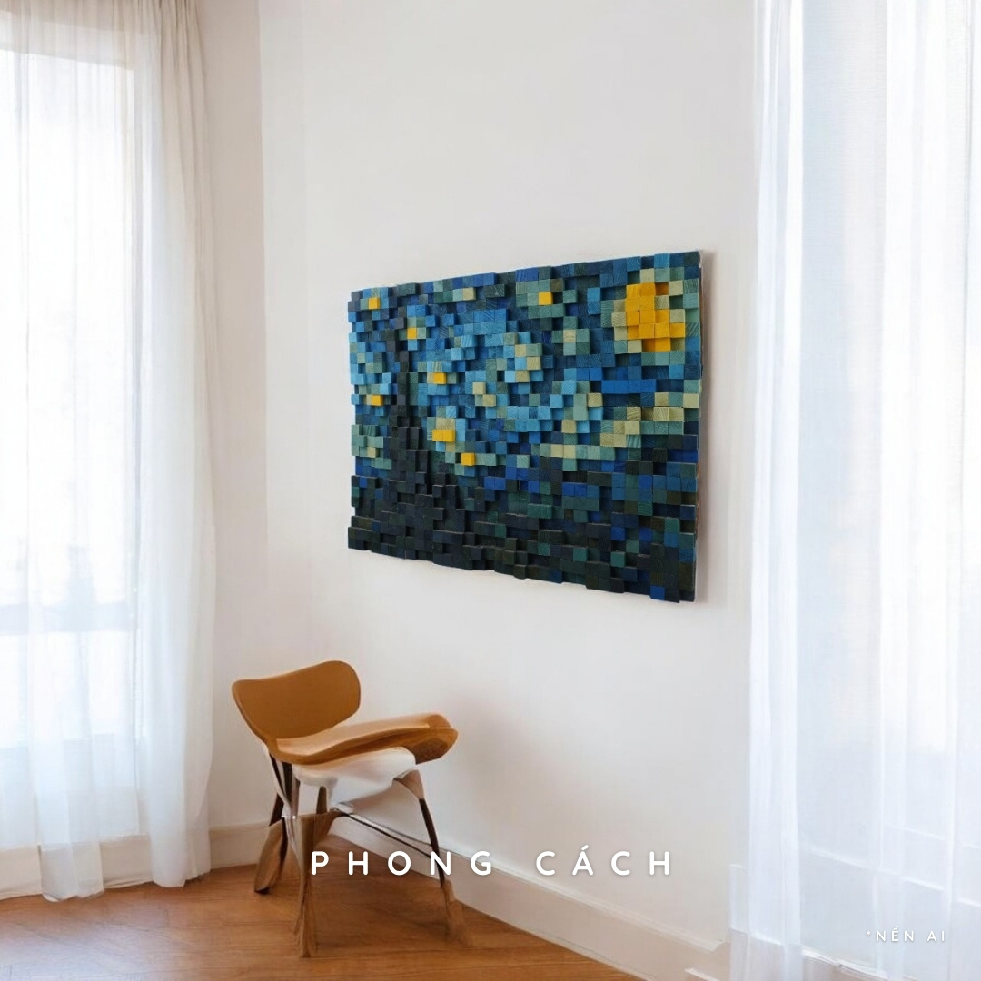 Tranh Pixel Starry Night (Blur)