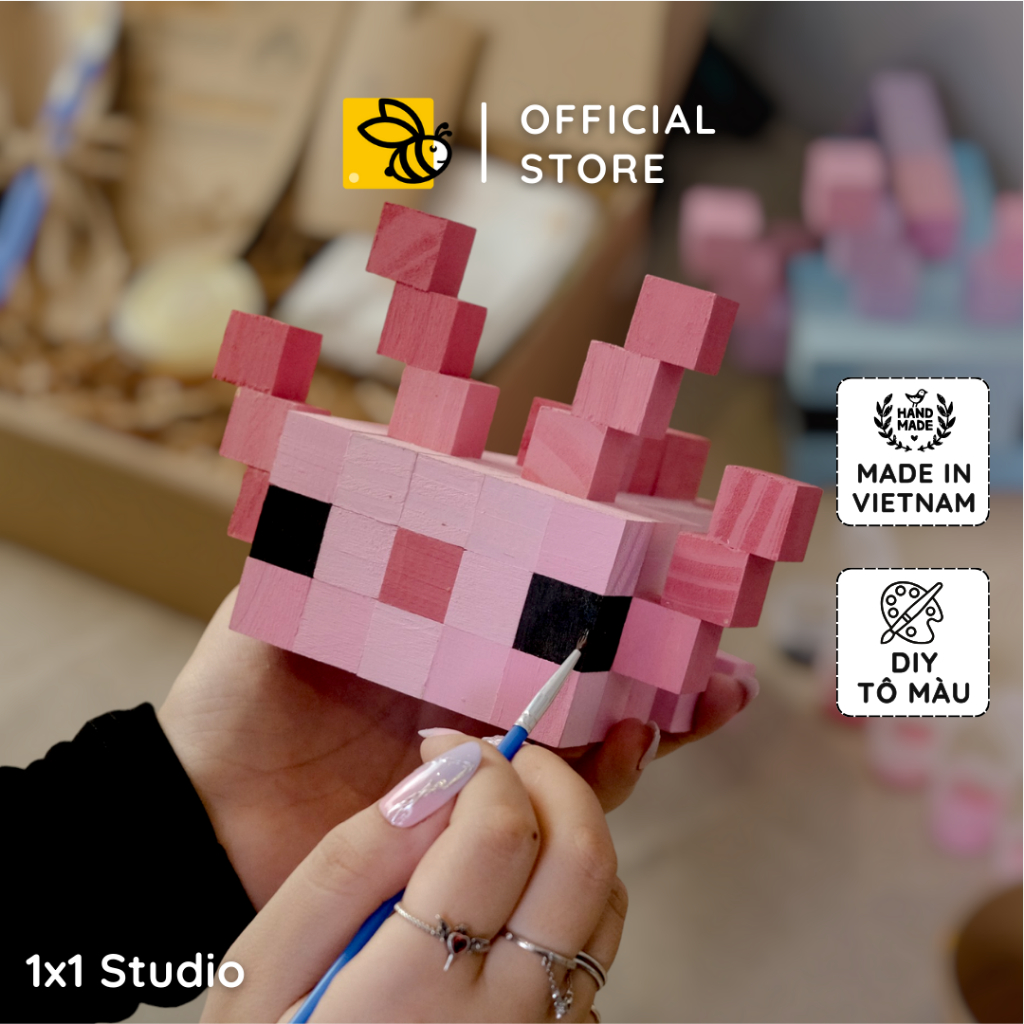 Bộ DIY Tô Màu Mô Hình Kỳ Nhông Axolotl Minecraft