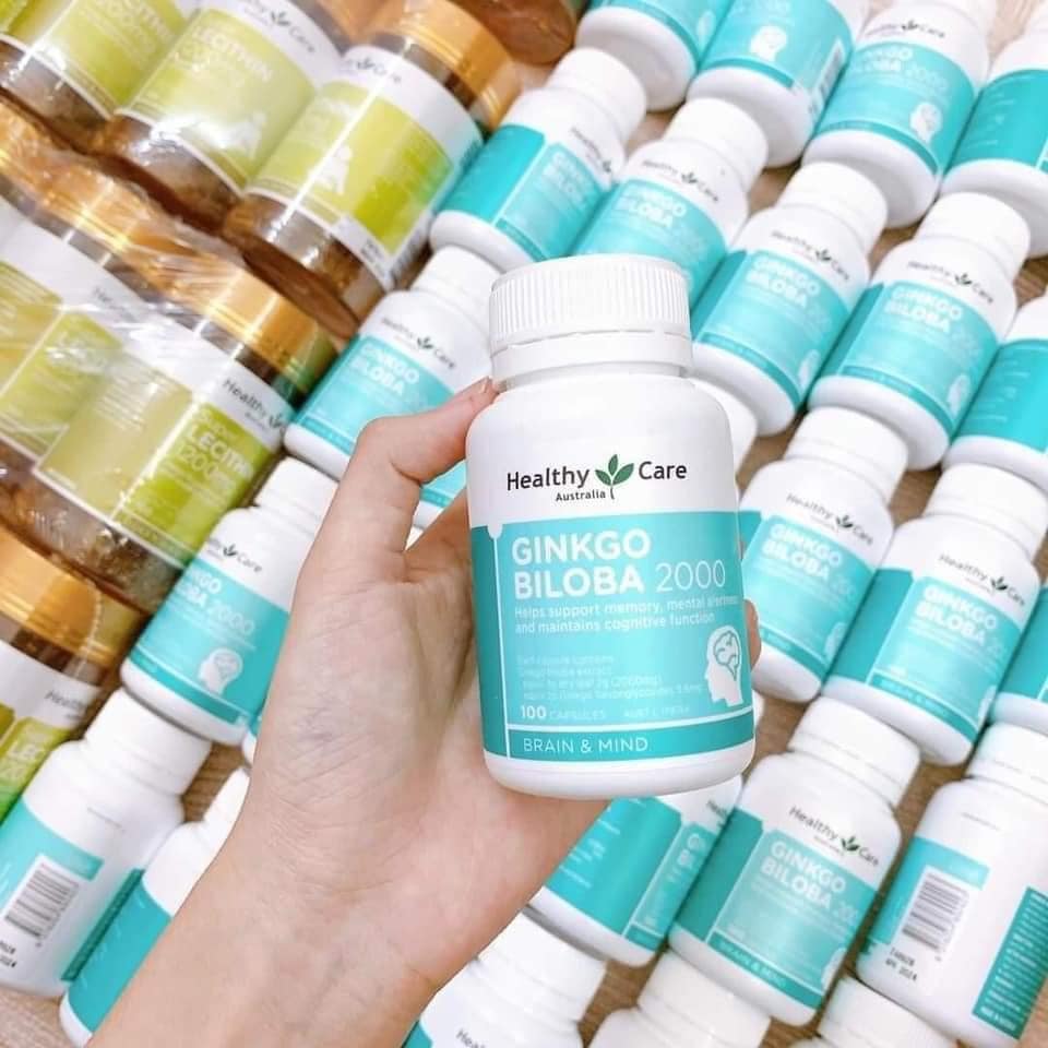 Viên Uống Ginkgo Biloba Healthy Care Úc 2000mg lọ 100 viên