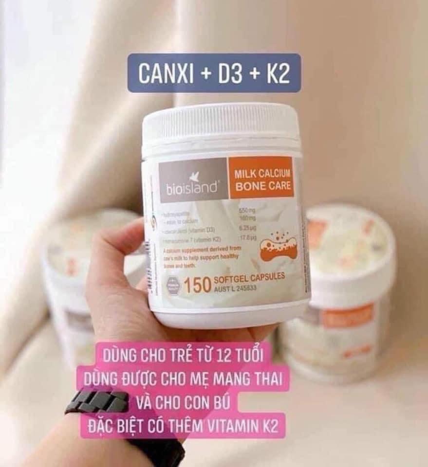 Hỗ trợ xương khớp Viên canxi sữa bổ sung canxi Bio Island Milk Calcium Bone Care 150 viên