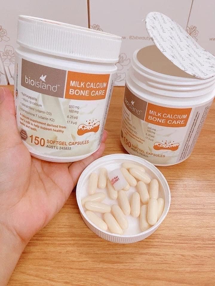 Hỗ trợ xương khớp Viên canxi sữa bổ sung canxi Bio Island Milk Calcium Bone Care 150 viên