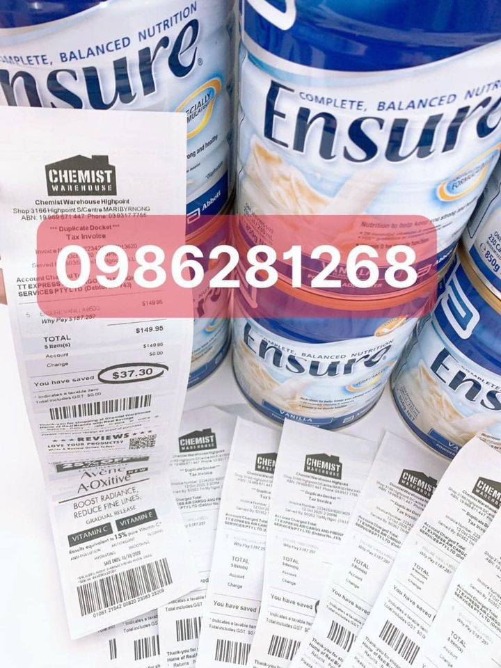 Sữa bột Ensure Úc vị vani 850gr