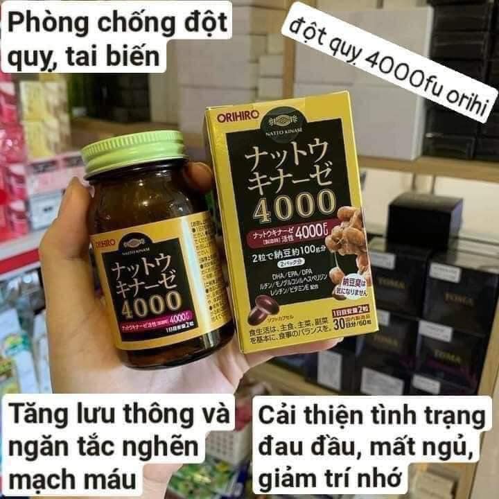 Viên Uống Chống Đột Quỵ Orihiro Nattokinase 4000FU Nhật Bản ( hộp 120 viên)