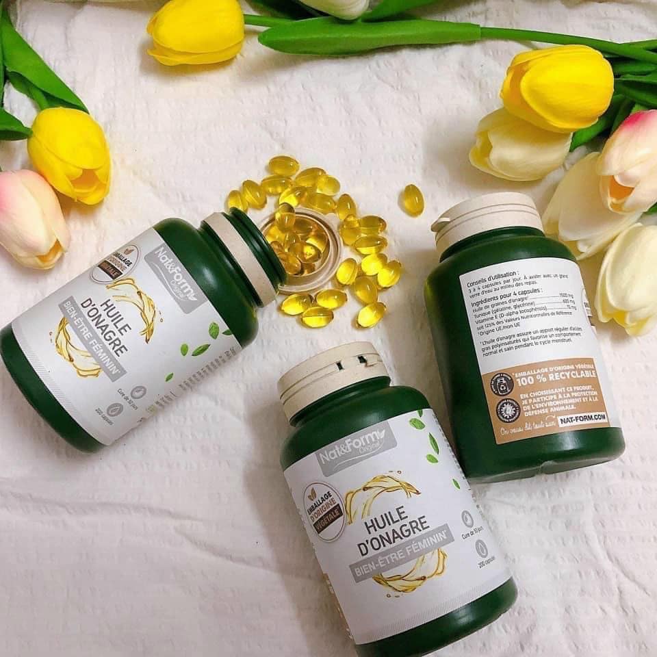 Viên tinh dầu hoa anh thảo hữu cơ Nat & Form Huile D’Onagre Pháp 200 viên
