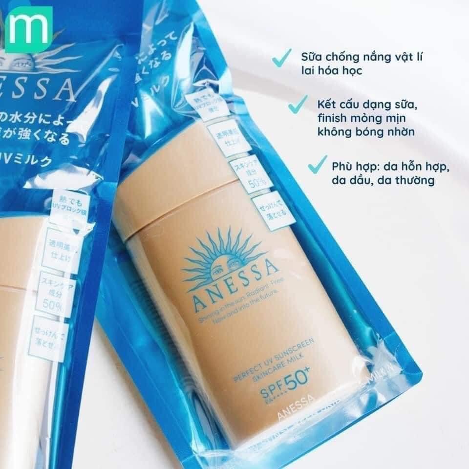 Sữa Chống Nắng Shiseido Anessa Perfect UV Suncreen Skin Care Milk màu vàng SPF 50+ PA++++ 60ml