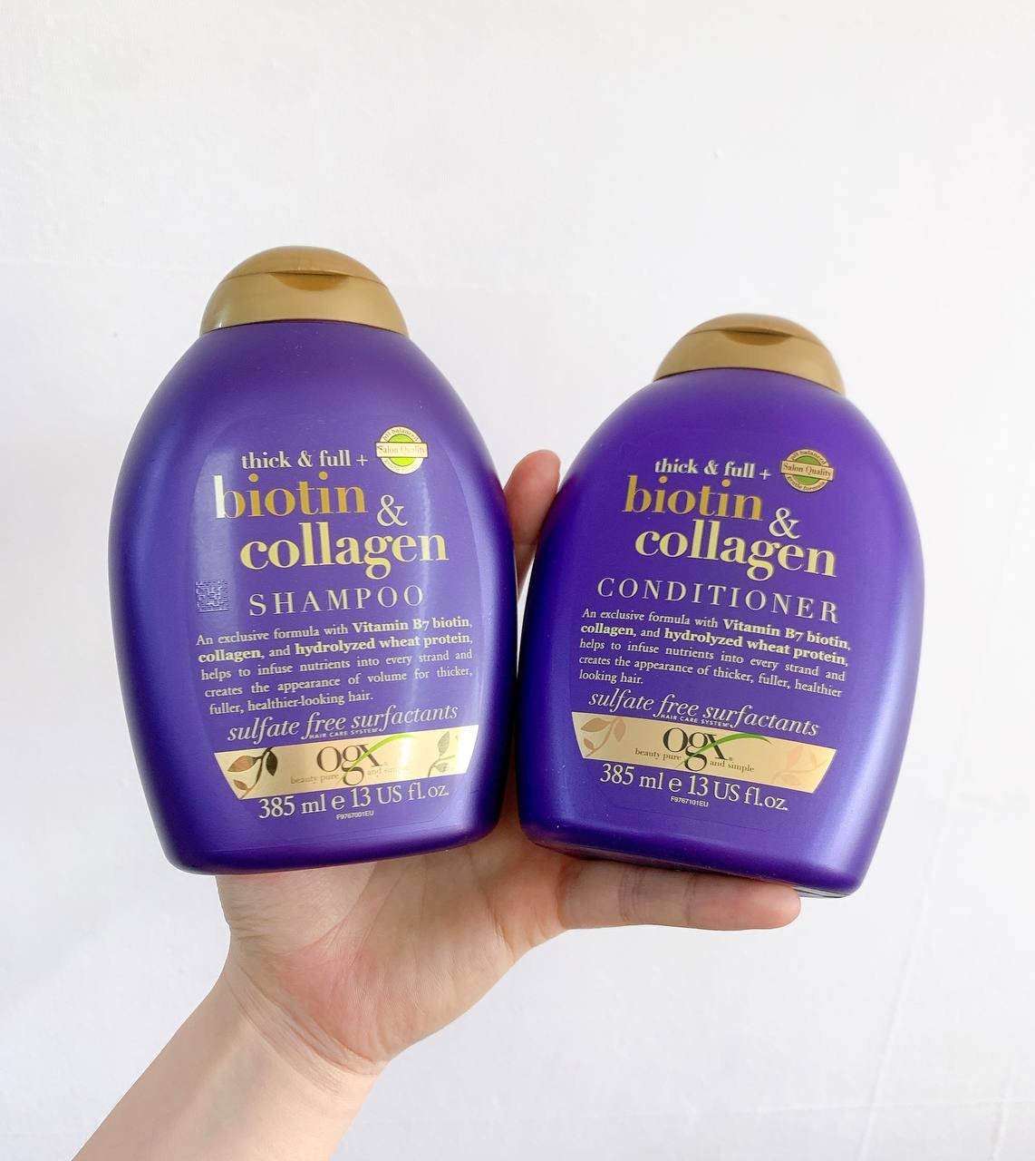 Bộ Gội Xả OGX Biotin & Collagen Làm Dày Tóc 2x385ml Biotin & Collagen Shampoo And Conditioner